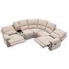 Modern Manual Reclining Living Room Furniture Set With USB Ports, Hidden Storage, Led Light Strip And 2 Cup Holders - Cream - Image 13