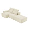 Modular Sectional Sofa Couch, L Shaped Linen Floor Couch Set, Wide Deep Seat Convertible For Living Room Or Office - Beige - Image 12