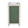 Bathroom Vanity With Ceramic Sink, Bathroom Vanity Cabinet With 2 Drawers, Wooden Bathroom Sink Cabinet - Beige / Green - Image 14