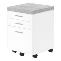 File Cabinet, Rolling Mobile, Storage Drawers, Printer Stand, Office, Cement Contemporary & Modern - White