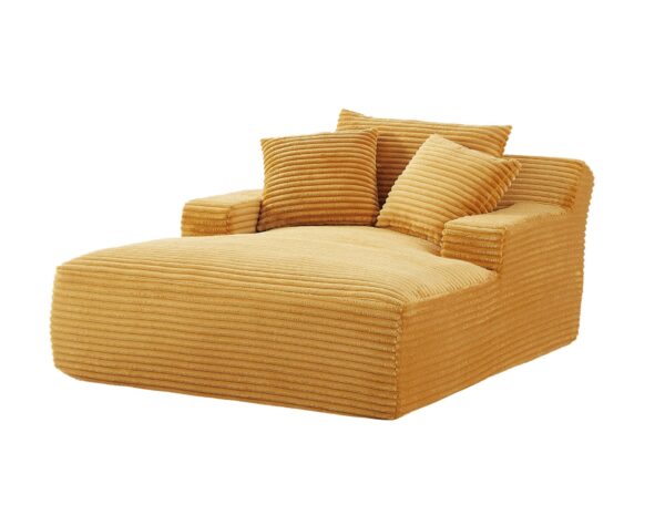 Cloudline - Oversized Chaise Lounge Chair In Soft Corduroy, Modern Comfy Couch With Full Foam Cushioning, Cozy Sleeper Sofabed For Living Room - Yellow