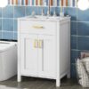 Bathroom Vanity Combo With Ceramic Sink, Luxurious Space-Saving Vanity, 2 Soft-Close Doors - Gold / White - Image 6