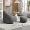 Bedding Bean Bag Sofa Chair High Pressure Foam Bean Bag Chair Adult Material With Padded Foam Padding Compressed Bean Bag With Footrest - Gray - Image 7