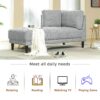 Mid-Century Modern Linen Corner Lounge Chair, Upholstered Indoor Chaise Lounge, Sleeper Sofa - Gray - Image 16