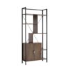 Six Shelf Modern Bookcase With Two Door Storage Cabinet With Two Shelves - Dark Brown / Black - Image 3