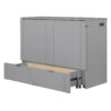 Full Size Murphy Bed With Drawer And A Set Of Sockets & USB Ports, Pulley Structure Design - Gray - Image 9