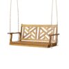 Alejandro - Exotic Acacia Wood Porch Swing With Slat Panel Seating - Teak - Image 6