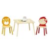 Kids Table And 2 Chairs Set, 3 Pieces Toddler Table And Chair Set, Wooden Activity Play Table Set (Lion&Monkey) - Natural - Image 16