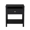 Dylan - Wooden End Side Table Nightstand With Glass Top And Drawer - Black - Image 3