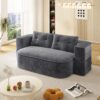 2 In 1 Foldable Sofa Plush Corduroy Sofa Convertible Floor Sofa Bed Deep Seating With Multi Functional Blanket Suitable For Living Rooms - Dark Gray - Image 5