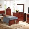 Louis Phillipe - Twin Storage Modern Bed - Cherry - Image 5