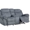 Zubaida - Two Tone Velvet Recliner Loveseat With USB Port Console - Gray - Image 2