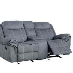 Zubaida - Two Tone Velvet Recliner Loveseat With USB Port Console - Gray