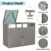 Garbage Bin Shed Stores 2 Trash Cans Metal Outdoor Bin Shed For Garbage Storage, Stainless Galvanized Steel, Bin Shed For Garden Yard Lawn - Gray - Image 2