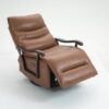 Swivel Rocker Recliner Power Glider Chair With Solid Wood Armrests, Extra Wide Reclining Sofa Chair Upholstered Faux Leather Living Room Single Sofa - Orange - Image 4