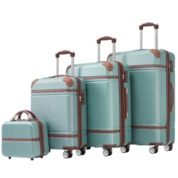 Hardshell Luggage Sets 4 Pieces 20" / 24" / 28" Luggages And Cosmetic Case Spinner Suitcase With Tsa Lock Lightweight - Green