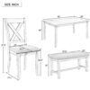 6 Piece Kitchen Dining Table Set Wooden Rectangular Dining Table, 4 Chairs And Bench Family Furniture - Espresso - Image 2