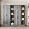 6 Door Wardrobe With Shelves And Drawers - Gray - Image 7