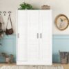 3 Door Shutter Wardrobe & Shelves - White - Image 21