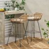 Outdoor Rattan Bar Chair With Metal Legs - Brown - Image 2