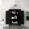 Triangle Bathroom Storage Cabinet With Adjustable Shelves, Freestanding Floor Cabinet For Home Kitchen - Black - Image 20