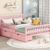 Full Size Platform Bed With Guardrails On Both Sides And 2 Storage Drawers - Pink - Image 12