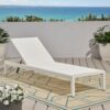 Outdoor Chaise Lounge Chair, Aluminum Adjustable Outside Chair For Pool Patio Beach Yard, All Weather Use UV Resistant 400Lbs Weight Capacity - White - Image 5