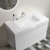 Alice - 36" Bathroom Vanity With Sink, Large Storage Wall Mounted Floating Bathroom Vanity For Modern Bathroom, One-Piece Sink Basin Without Drain And Faucet - White - Image 3
