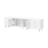 Modern TV Stand For TVs Up To 75", Entertainment Center With Glass Door, 4 Drawers And 2 Cabinets, 5 Metal Legs And Metal Handles For Living Room - White - Image 8