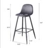 Bar Stool (Set of 2) Modern Counter Bar Height Chair With Back, Sturdy Metal Legs & Footrests, Island Stool For Kitchen Bar - Gray - Image 6