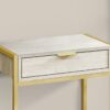 Accent Side Table, Storage Drawer, Marble Look, Contemporary & Modern - Beige - Image 3