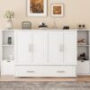 Full Size Murphy Bed With Shelves, Drawers And USB Ports - White - Image 16
