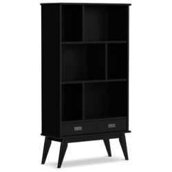 Draper - Mid Century Wide Bookcase And Storage Unit - Black