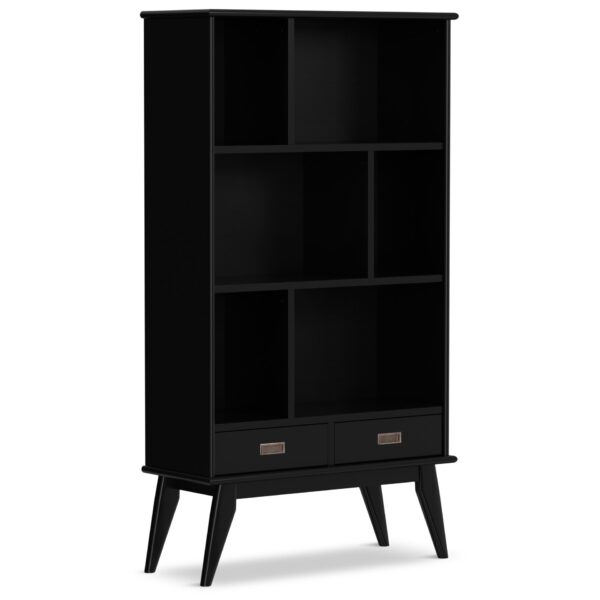 Draper - Mid Century Wide Bookcase And Storage Unit - Black