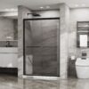 Matte Black Double Sliding Glass Shower Door With Aluminum Frame And SGCC Clear Tempered Glass - Black - Image 7