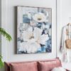 Large Rectangle Framed Wall Art Flower Canvas Print, Home Decor For Living Room Kitchen Foyer Office - Blue - Image 4