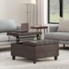 Harrison - Small Square Coffee Table Storage Ottoman - Distressed Brown - Image 5