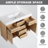 Original 48" Freestanding Bathroom Vanity With Resin Sink Soft Closing Doors And Drawers Plywood Construction - Oak - Image 5