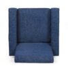 Mid Century Modern Club Chair With Upholstery And Rubberwood Legs - Navy Blue - Image 9
