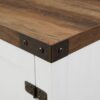 Modern Farmhouse Barn Door 3 Shelf TV Stand For TVs Up To 65” - Rustic Oak / Brushed White - Image 3