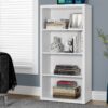 5 Tier, Bookshelf, Bookcase, Etagere, For Office, Contemporary & Modern - White - Image 3