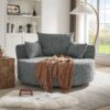 360° Swivel Chair Accent Barrel Chair Swivel Round Sofa Chair With 3 Removable Pillows For Living Room, Office And Hotel - Gray - Image 9