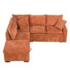 Convertible Sofa Bed Sectional Sofa Sleeper L-Shaped Sofa With A Storage Ottoman, Two Pillows, Two Power Sockets And Two USB Ports For Living Room - Orange - Image 8