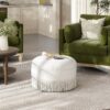 Yolanda - Round Upholstered Accent Ottoman - Almond White - Image 5