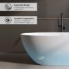 Solid Surface Matte Tub, Solid Surface Soaking Tub, Stone Resin Freestanding Bathtub, Thick Edge Stand Alone Tubs With Overflow, Pop-Up Drain (Oval) - Matte White - Image 3
