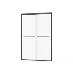 Matte Black Double Sliding Glass Shower Door With Aluminum Frame And SGCC Clear Tempered Glass - Black