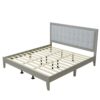 King Size Mid Century Solid Wood Platform Bed With Upholstered Headboard - Gray - Image 13