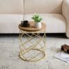 Contemporary Golden Side Table With Top And Metal Frame - Natural / Gold - Image 8