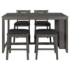 5 Pieces Counter Height Rustic Farmhouse Dining Room Wooden Bar Table Set With 2 Stools And 2 Chairs - Gray - Image 15