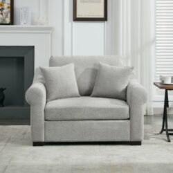 Modern Chenille Oversized Armchair, Chair And A Half, Single Sofa For Bedroom, Living Room, Wide - Light Gray